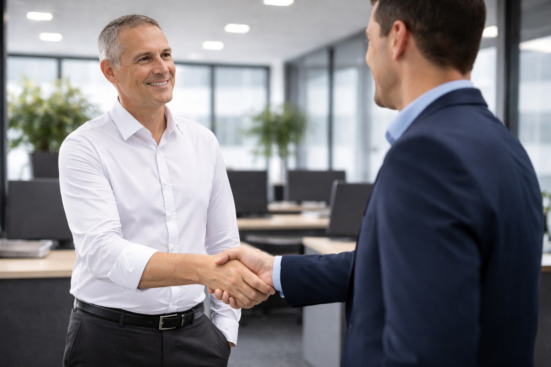Partnerschaftliches Gespräch und Handschlag